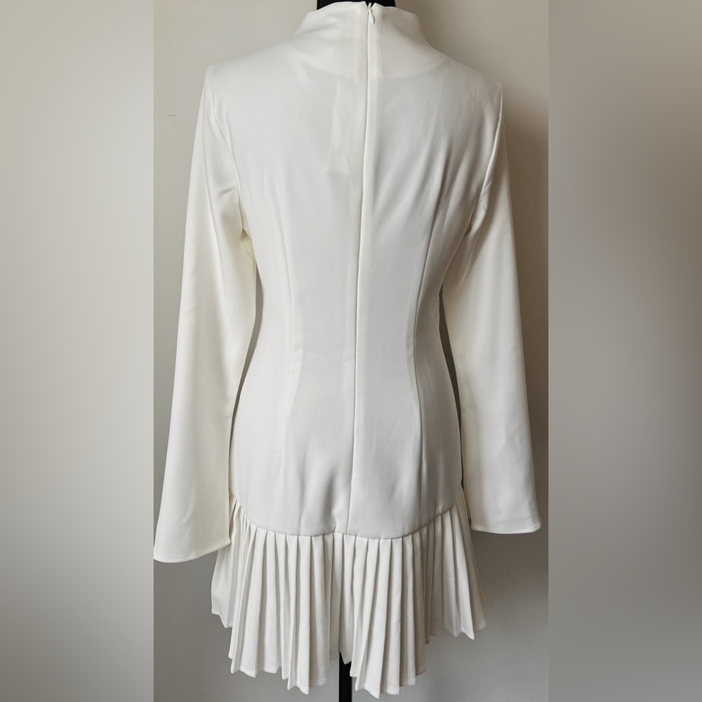 Commense Pleated Hem Mock Neck Mini Dress - Picture 3 of 6